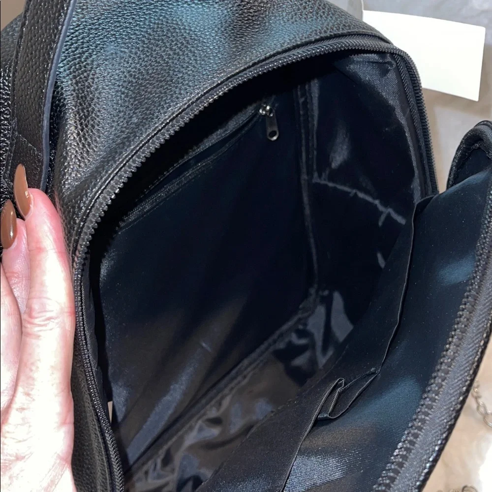 NWT Vegan Leather Quilted Backpack w/Leopard Insert & Heart Keychain